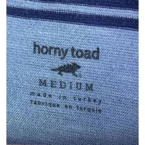 Horny Toad Midi Dress Tie Waist Organic Cotton Navy Blue Stripe Medium M - Picture 3 of 5